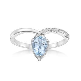 Gemminded 7x5mm Aquamarine & 0.08ctw. Diamond Ring