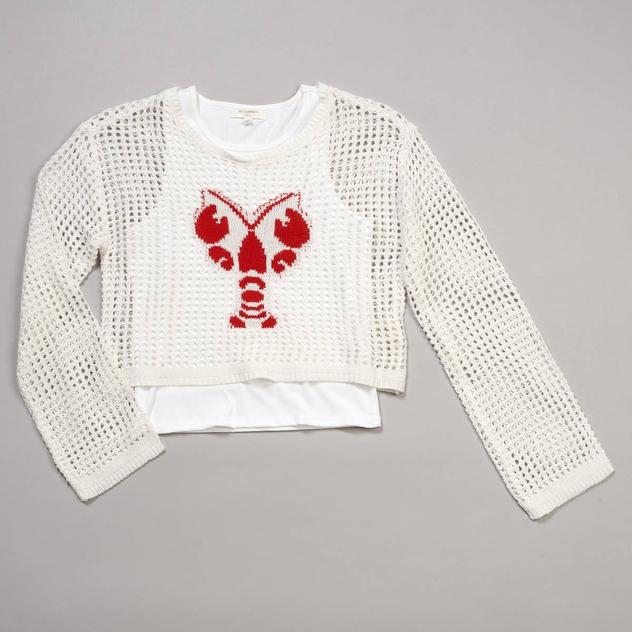 Girls (7-16) No Comment 2Fer Long Sleeve Mesh Lobster Top & Tank