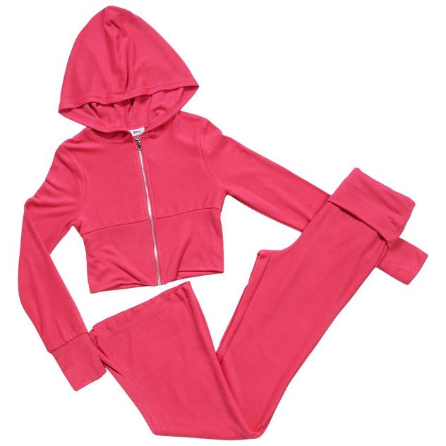 Girls (7-16) Me Jane Long Sleeve Zip Up Hooded Top w/ Flare Pants