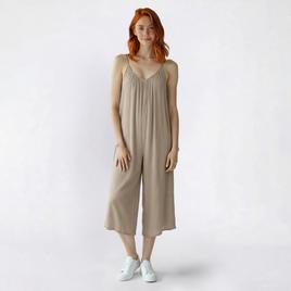 Juniors Hunter & Brown Crosshatch Crop Jumpsuit with Pockets