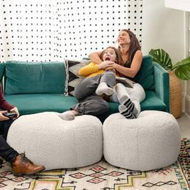 Jaxx Ellis Shearling Faux-Lamb Plush Ottoman Pouf