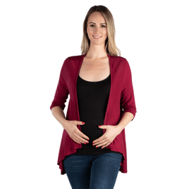 Plus Size 24/7 Comfort Apparel Elbow Sleeve Maternity Cardigan