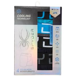 Mens Spyder 4pk. Knit Boxer Briefs - Black/Teal