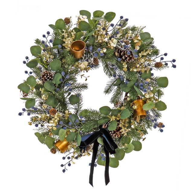 National Tree 28in. Swiss Chic Blue/Champagne Wreath