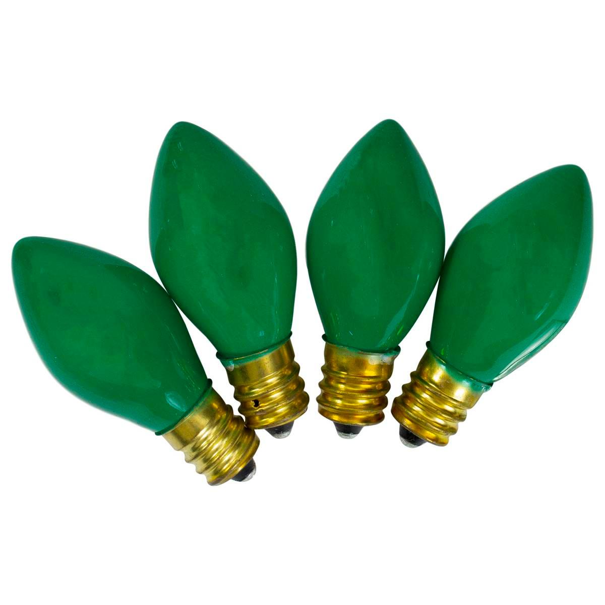 Northlight Seasonal C7 Green Opaque Replacement Bulbs - Pack of 4