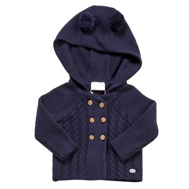 Baby Unisex (NB-9M) Rock A Bye Baby® Navy Ear Hooded Cardigan