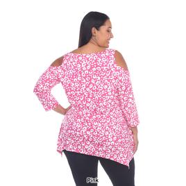 Plus Size White Mark Leopard Cold Shoulder Tunic
