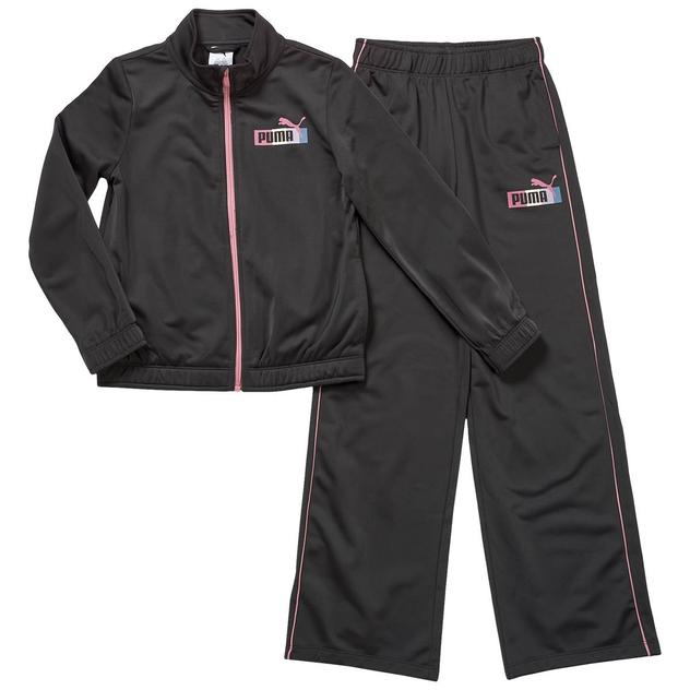 Girls (7-16) Puma®  Logo Track Jacket w/ Wide Leg Pant Set