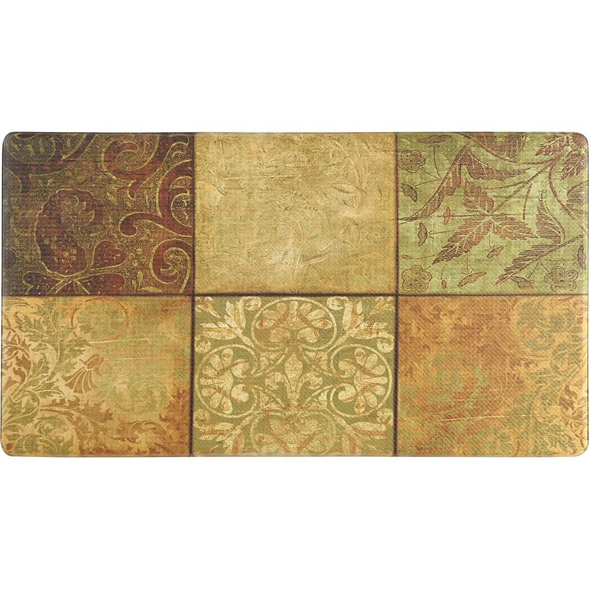 J&V Textiles Cloud Comfort Anti-Fatigue Green Mosaic Kitchen Mat