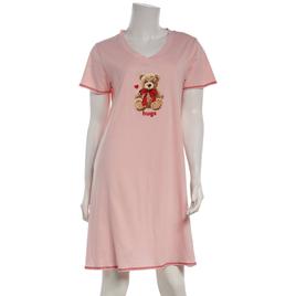 Womens René Rofé®  Short Sleeve Bear Hugs Embroidered Nightshirt