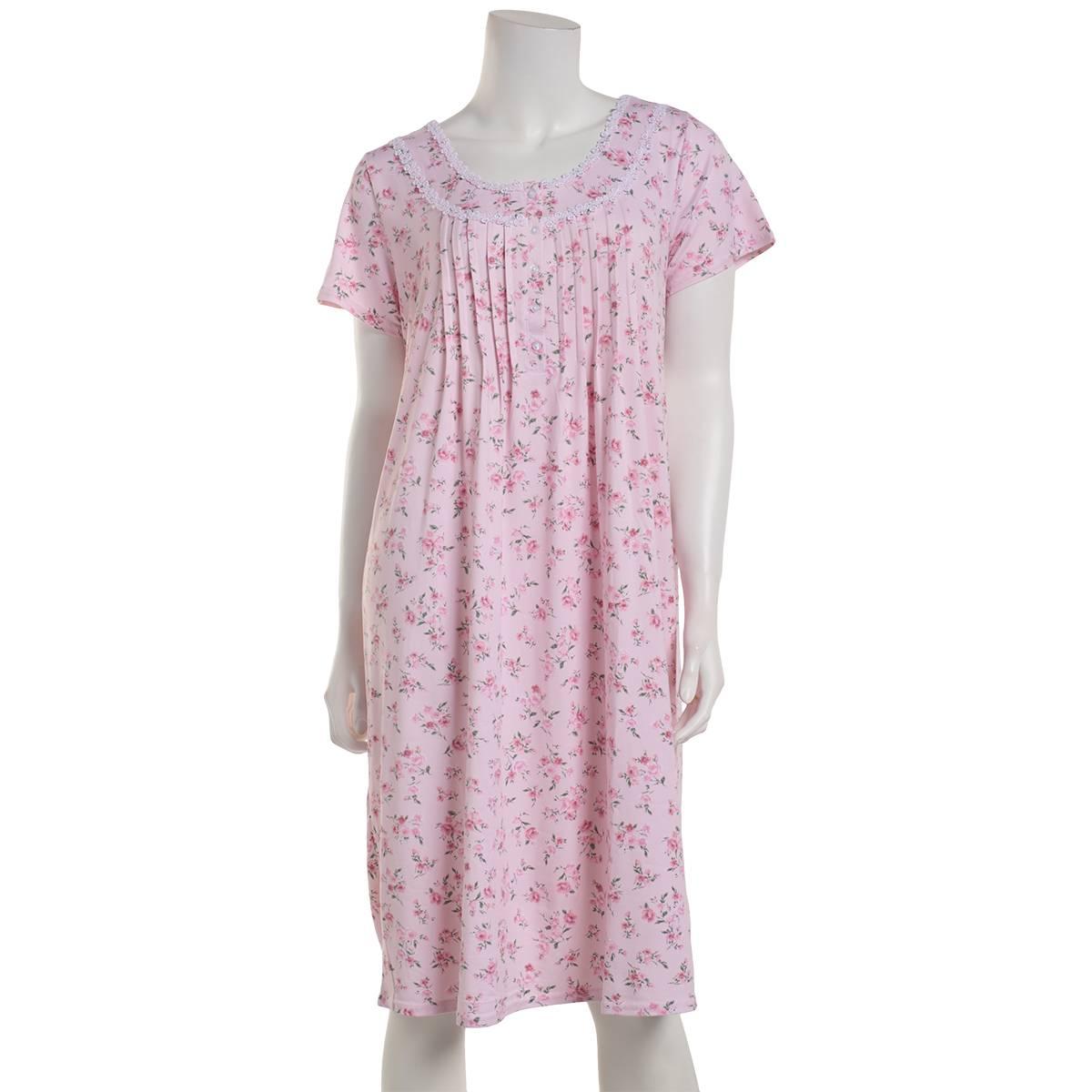 Womens Laura Ashley® Short Sleeve Peached Bouquets Nightgown