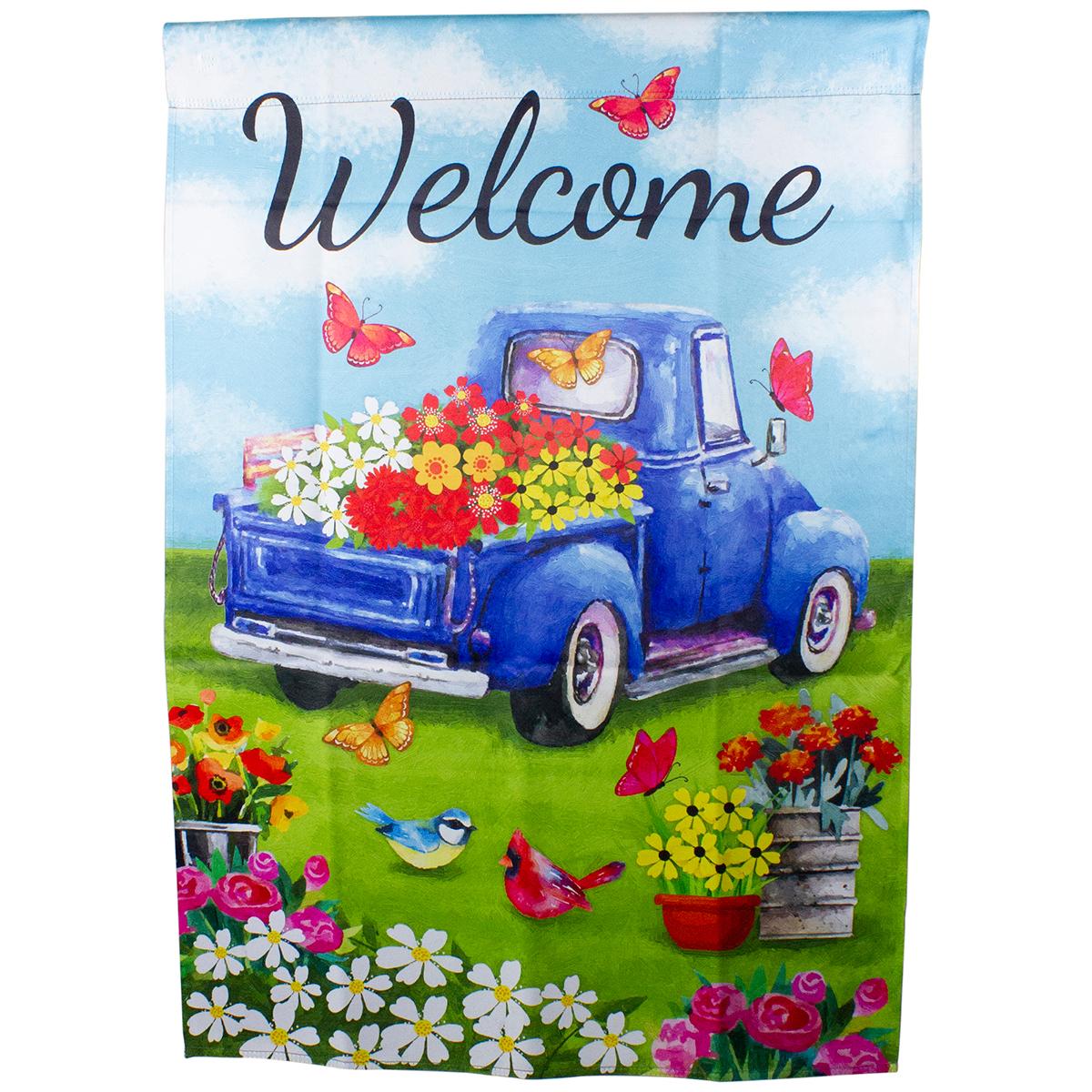 Northlight Seasonal Welcome Truck with Flowers Outdoor Flag