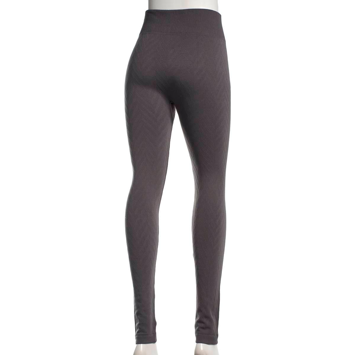 Plus Size Runway Ready Chevron Fleece Lined Leggings - Grey