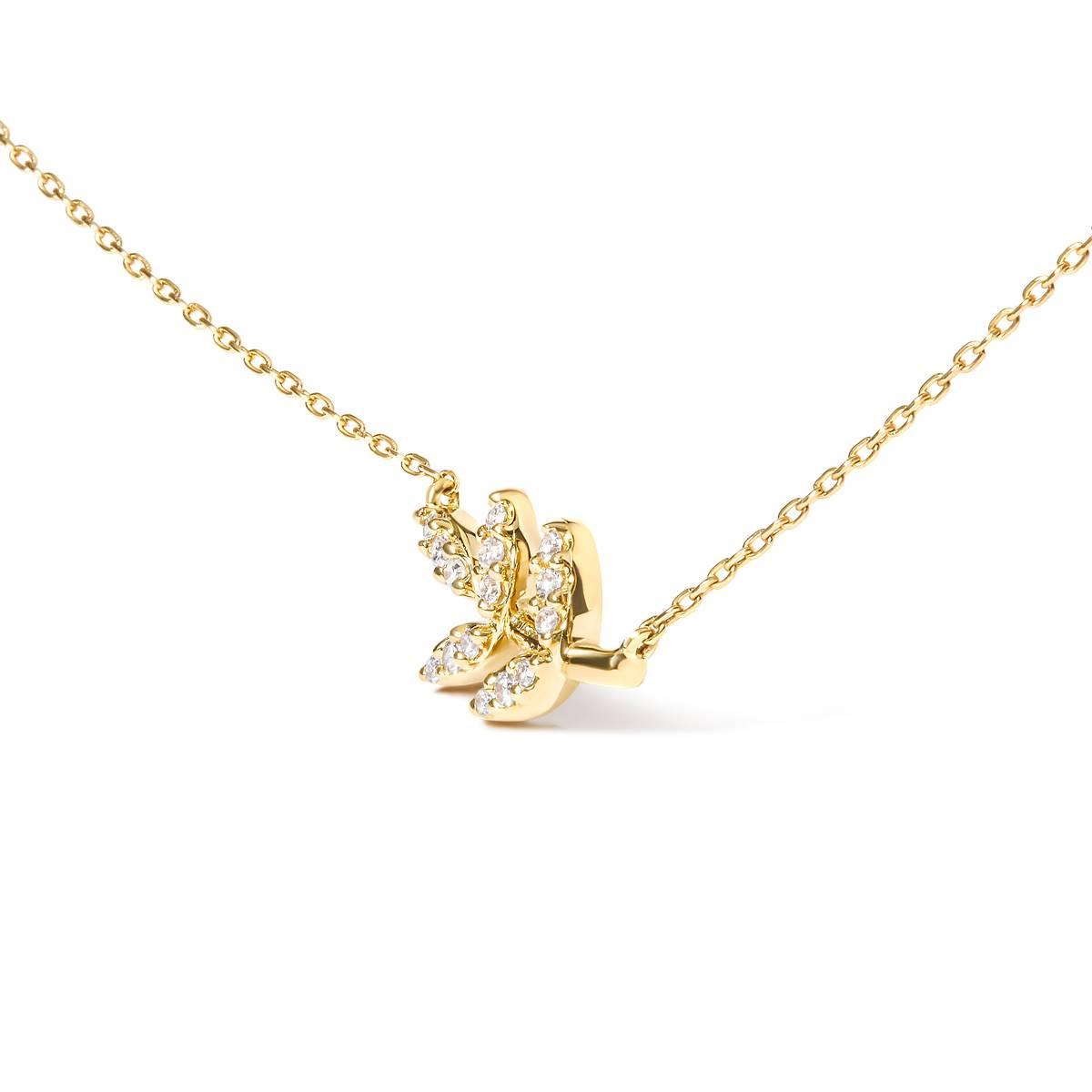 Haus of Brilliance 10kt. Gold 1/10ctw. Diamond Leaf Pendant