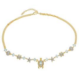 Gianni Argento Blue Topaz Turtle & Sealife Necklace
