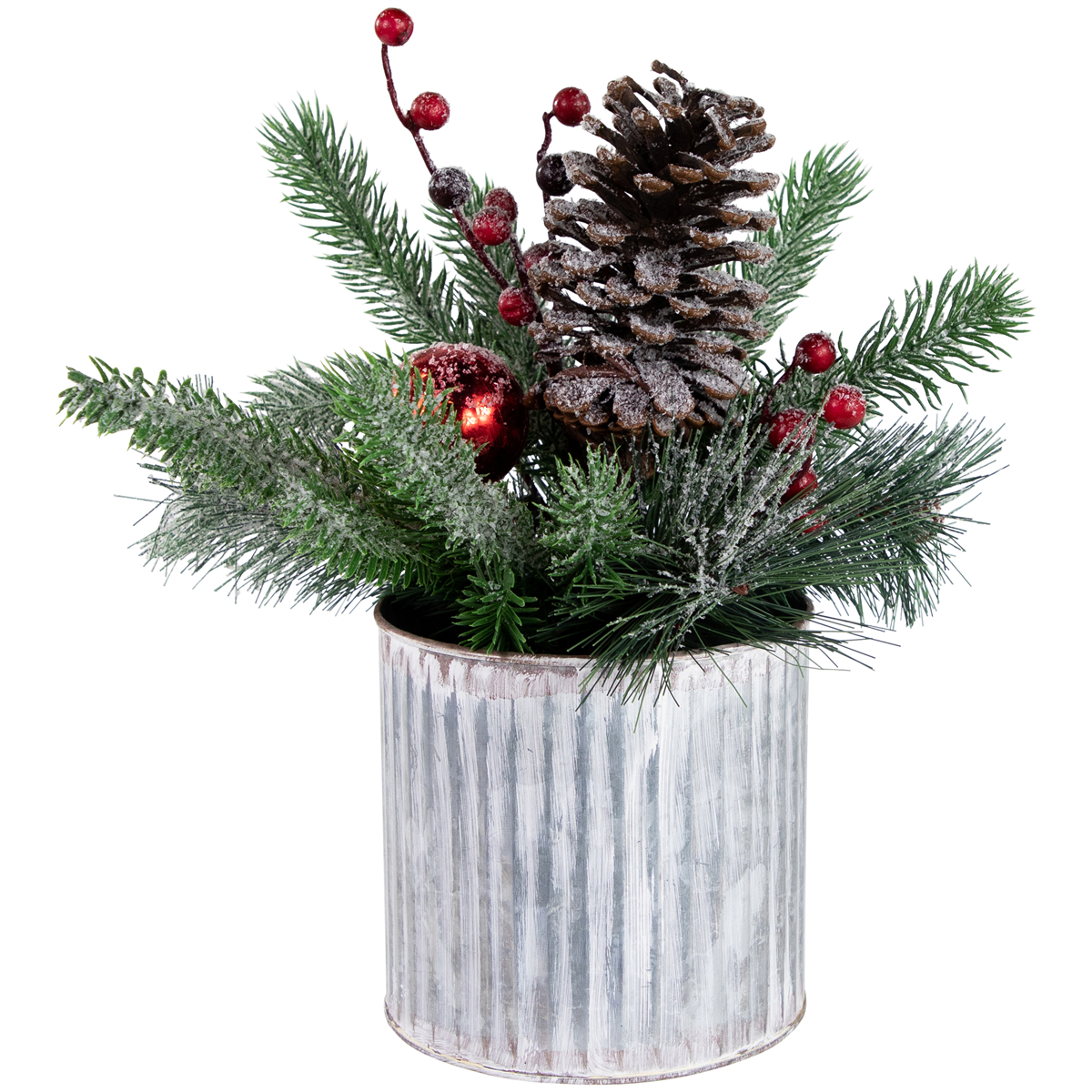 Northlight 12in. Frosted Pine & Berries Floral Arrangement