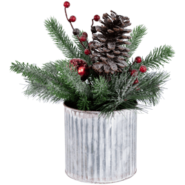 Northlight 12in. Frosted Pine & Berries Floral Arrangement