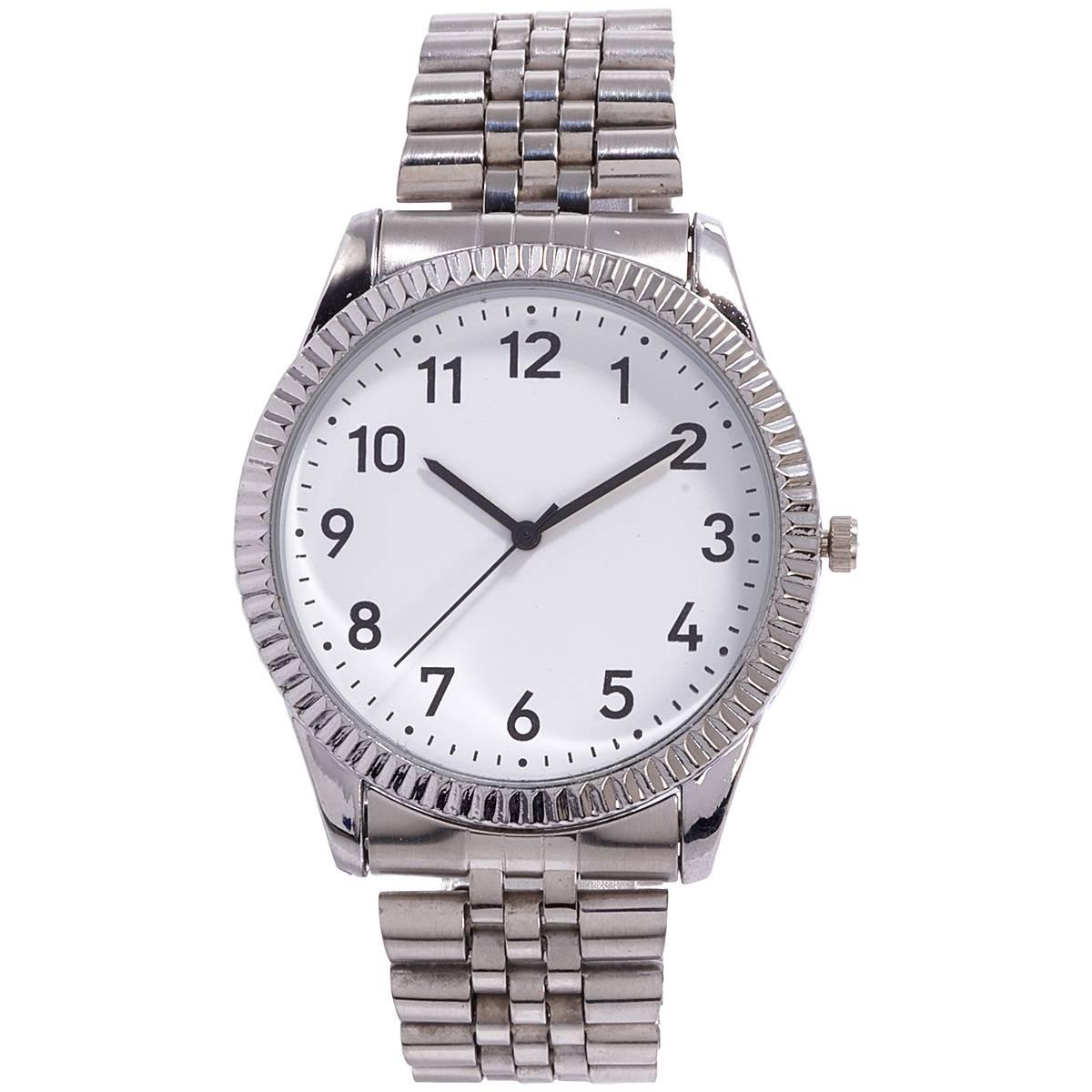 Mens Silver Coin Edge Adjustable Bracelet Watch - 50650S-07-H28