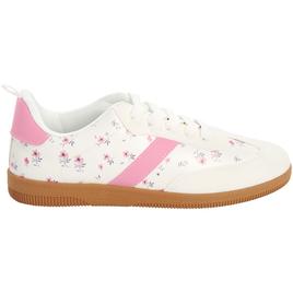 Womens Love 83 White/Pink Floral Fashion Sneakers