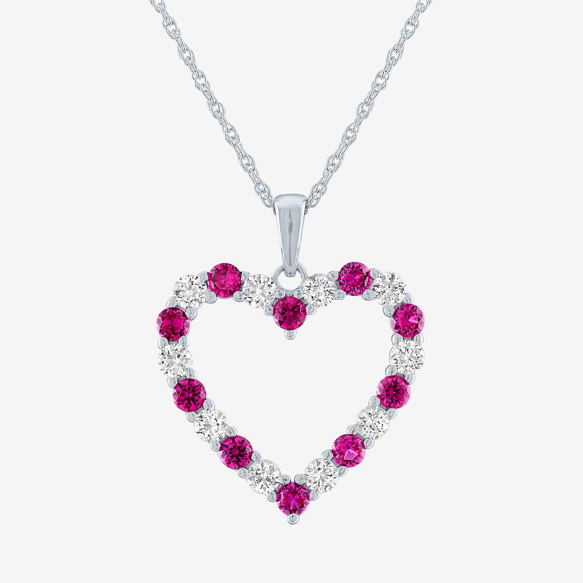 Gemstone Classics(tm) Lab Created Ruby & Sapphire Heart Pendant