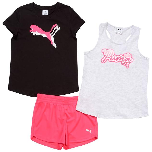 Girls (7-16) Puma® 3pc. Tee & Tank w/ Shorts Set