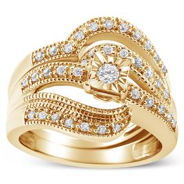Haus of Brilliance 14kt. Gold Plated 1/3ctw. Diamond Bridal Set