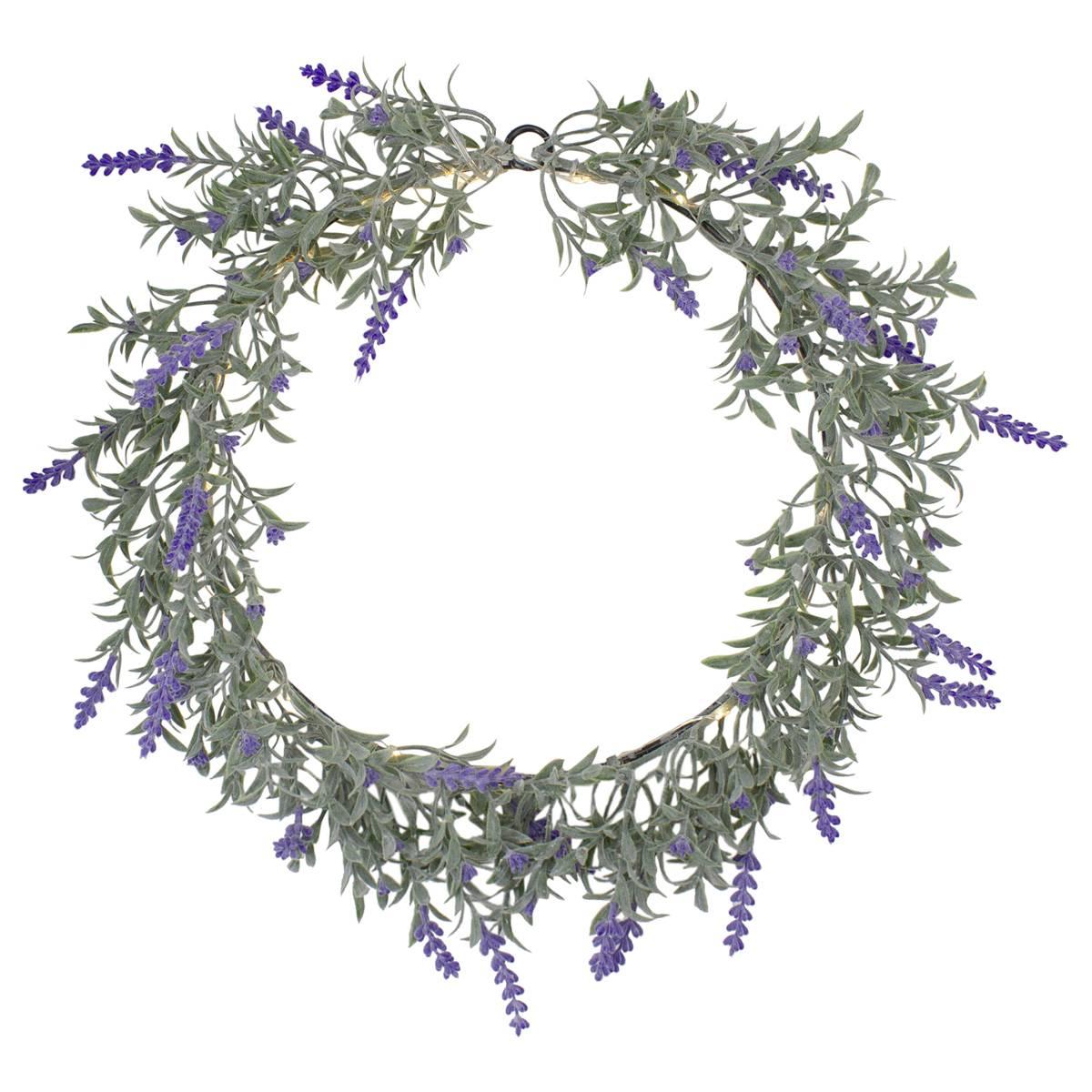 Northlight Seasonal Pre-Lit Battery Operated Lavender Wreath