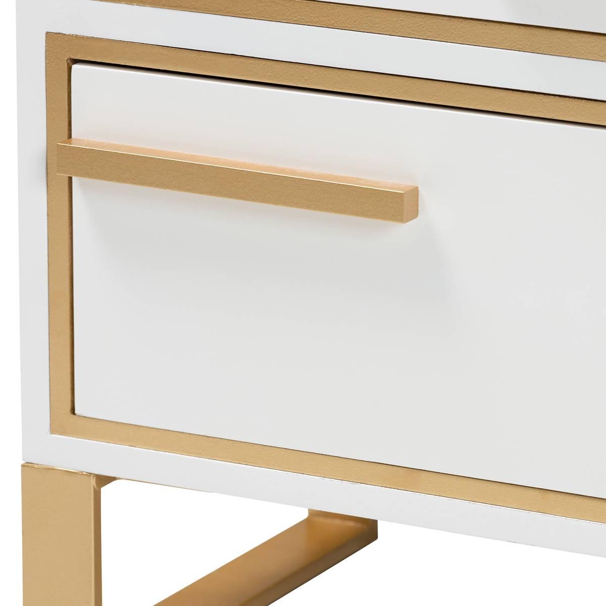 Baxton Studio Giolla Glam & Luxe White Wood 2-Drawer Nightstand