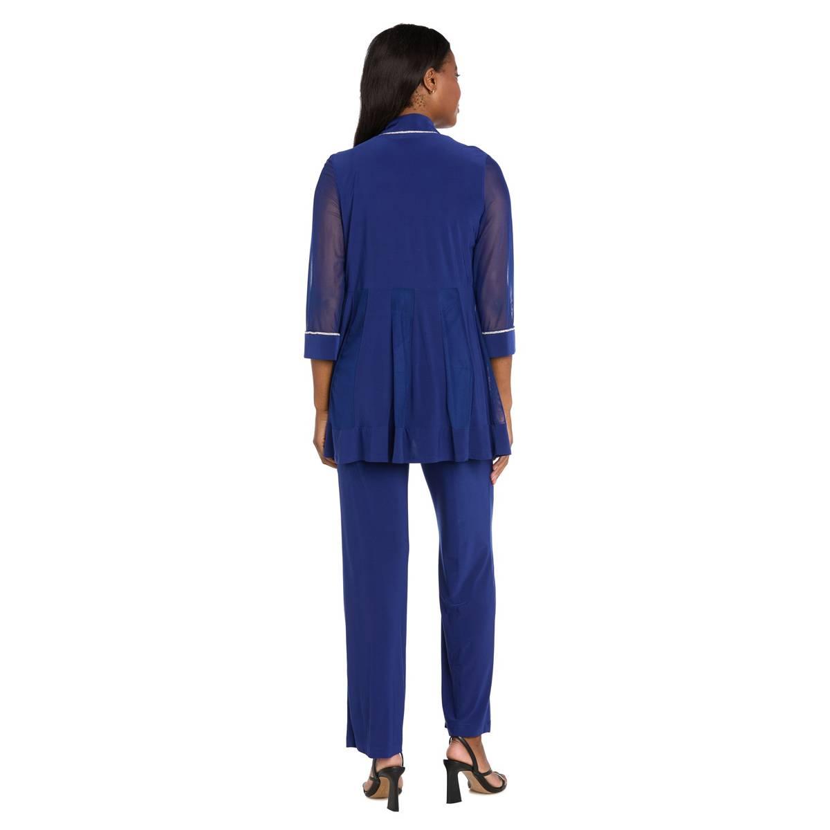 Petite R&M Richards 2pc. 3/4 Sheer Sleeve Rhinestone Pants Set