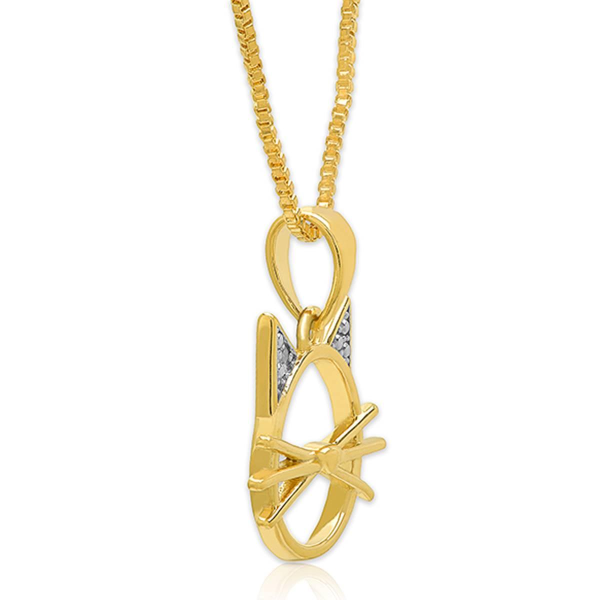 Accents by Gianni  Argento Diamond Accent Cat Pendant Necklace
