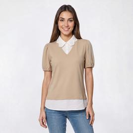 Womens Adrianna Papell Scallop Collar Two In One Blouse
