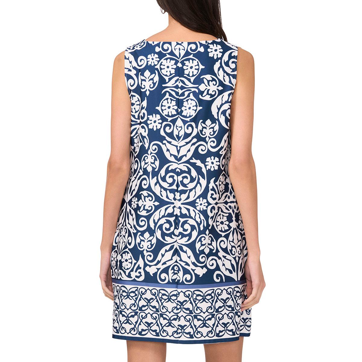 Womens MSK Sleeveless Damask Three Ring Sheath Dress