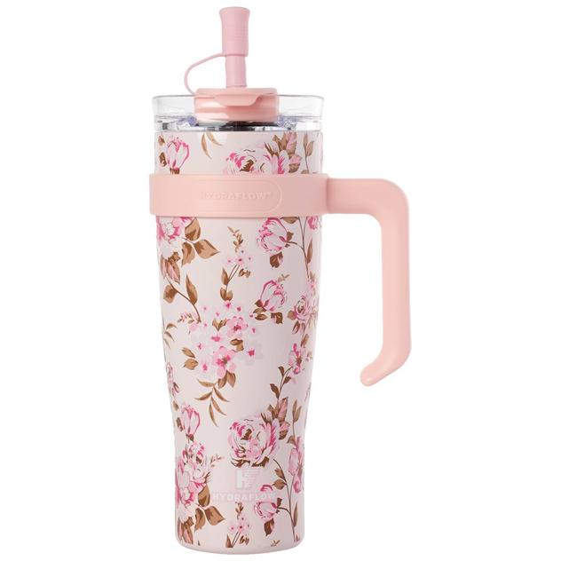 Gourmet Home Capri Insulated Tumbler with Handle - Pink Petals