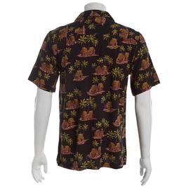Mens Campia Short Sleeve Tiki Hut Button Down Shirt - Black