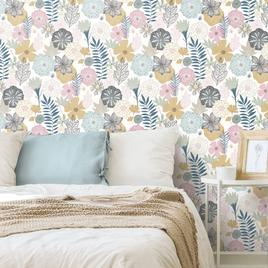 RoomMates(R) Pink Perennial Blooms Peel & Stick Wallpaper