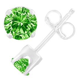 Haus of Brilliance Sterling Silver Treated Green Diamond Earrings