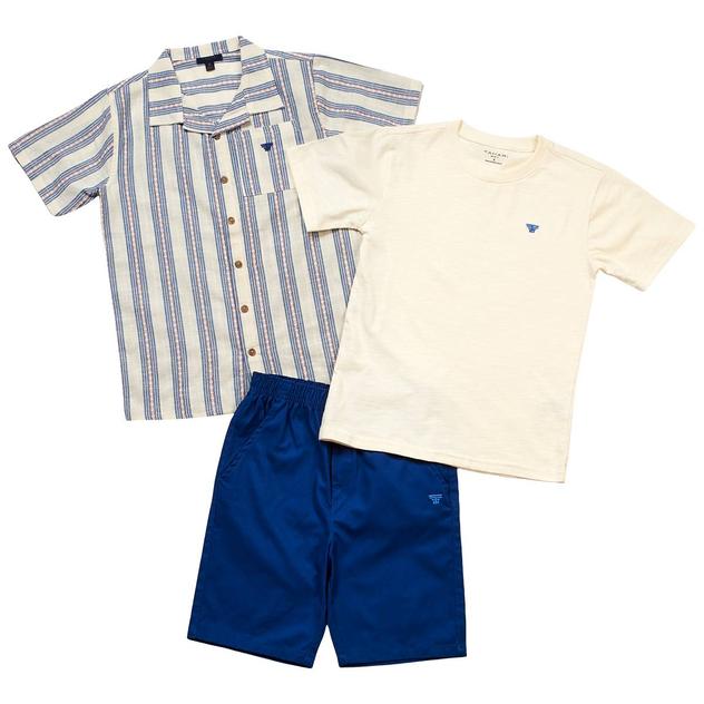 Boys (8-20) Tahari 3pc.Tahari Button Down/Tee & Shorts Set-Cream