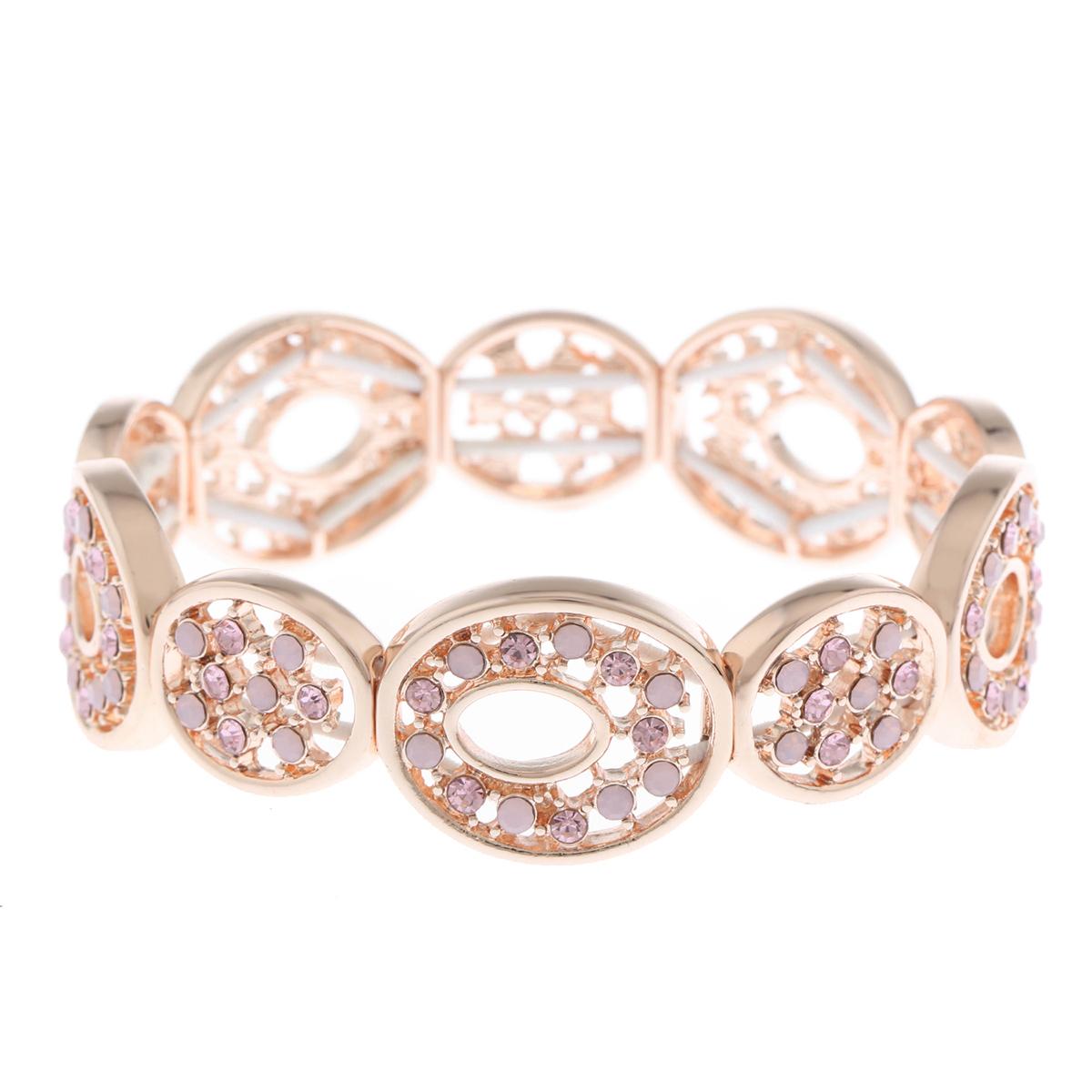 Gloria Vanderbilt Rose Gold-Tone Pink Stretch Bracelet