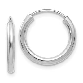 Gold Classics(tm) 12mm. White Gold Polished Hoop Earrings