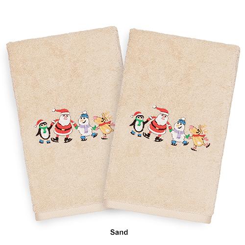 Linum Home Textiles Christmas Skating Party Hand Towel - Set of 2
