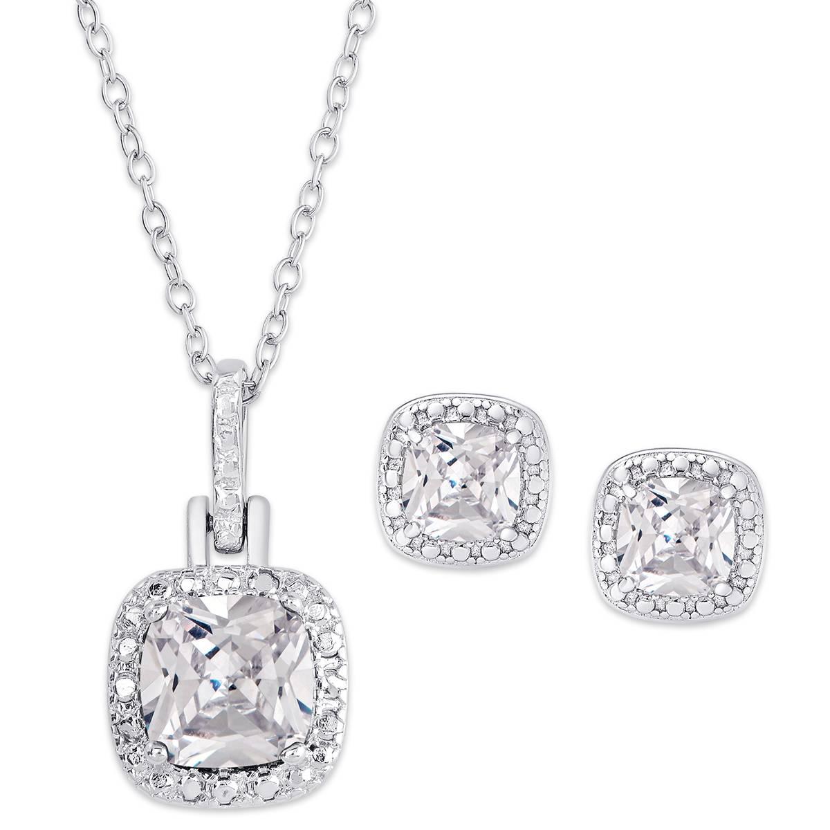 Gianni Argento 3pc. Cushion-Cut Lab Grown White Sapphire Set