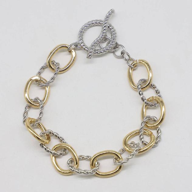 Design Collection Two-Tone Textured Link Bracelet