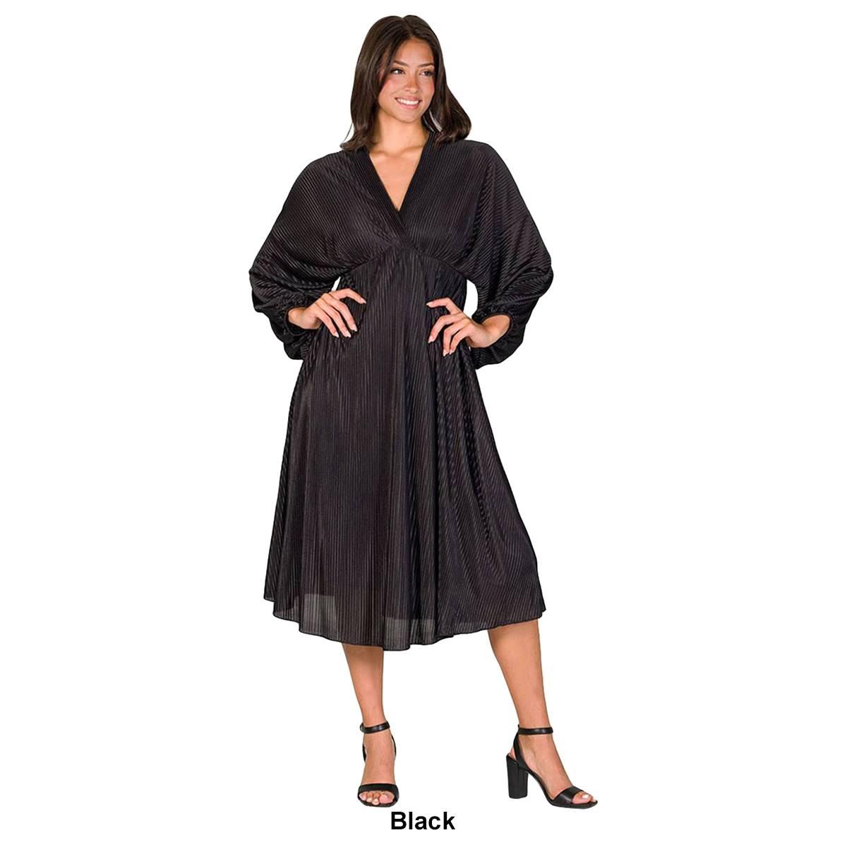 Womens 24/7 Comfort Apparel Shimmer Empire Waist Midi Dress