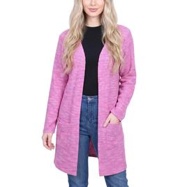 Womens NY Collection Long Sleeve Solid Cabled Open Cardigan