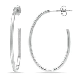 Sterling Silver 30mm Oval Hoop Post Earrings