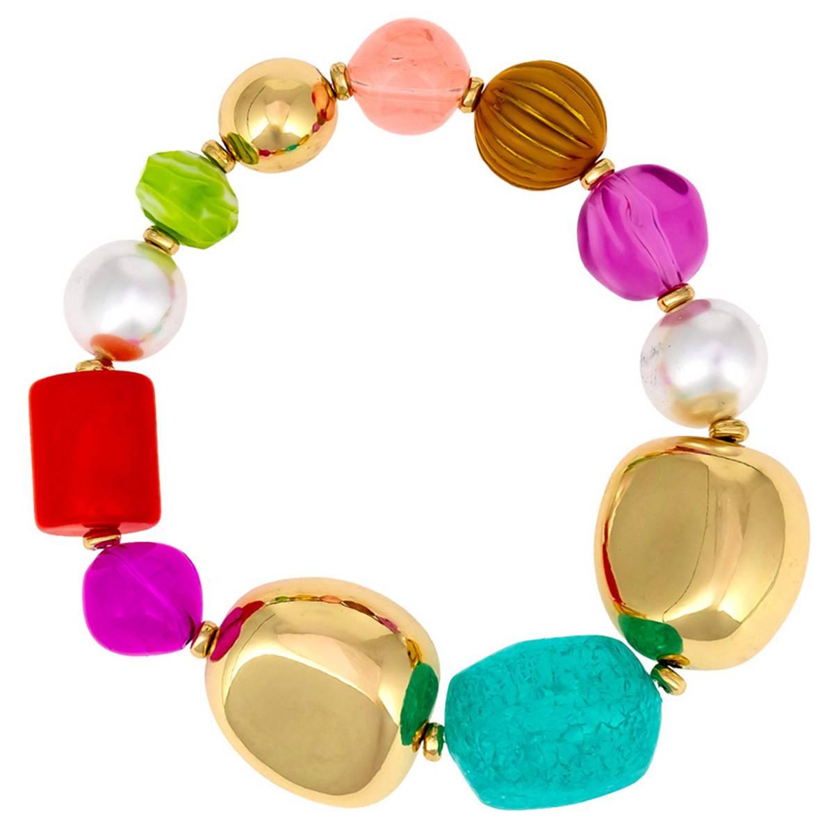 Ashley Cooper(tm) Multi Color Nugget Bead Stretch Bracelet