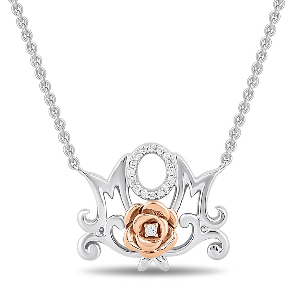 Enchanted by Disney Sterling Silver Rose Gold Belle Mom Pendant