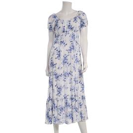 Juniors Angie Floral Puff Sleeve Gauze Peasant Maxi Dress