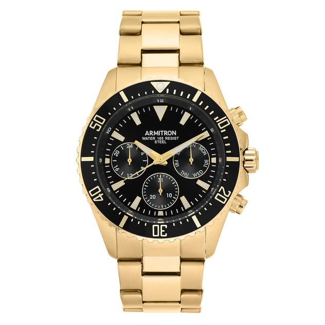 Mens Armitron Stainless Steel Multifunction Watch-20-5351BKGP