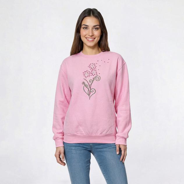 Womens Top Stitch by Morning Sun Blowing Hearts Fleece Sweatshirt